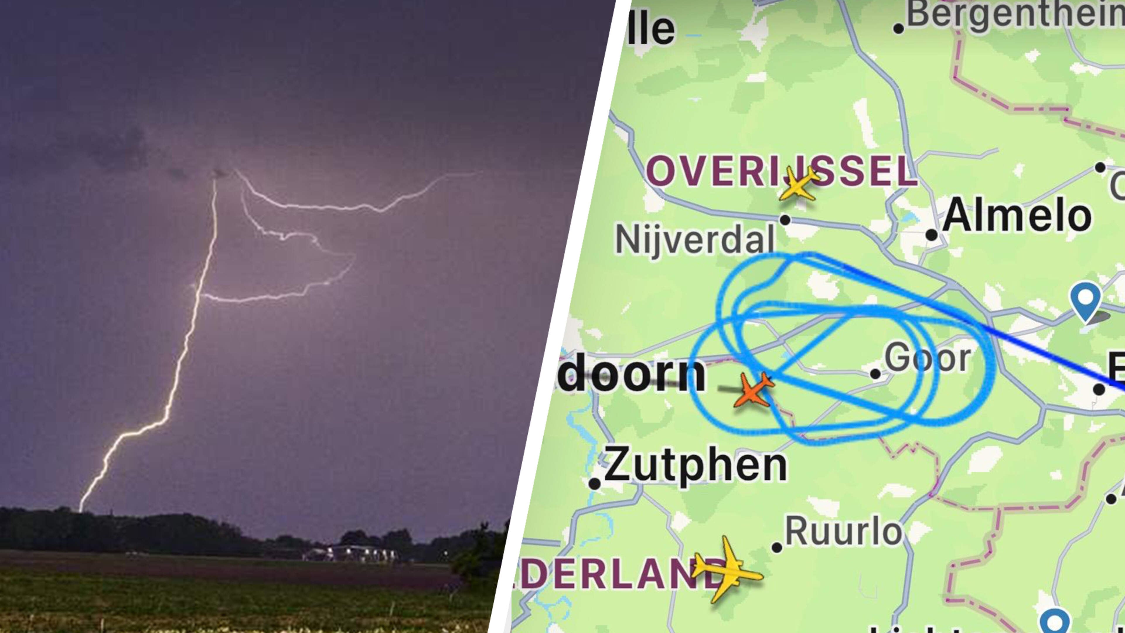 Na hevig onweer: vliegtuigen vlogen rondjes boven Nederland